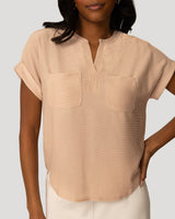 Textured Split Neck Relaxed Top