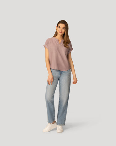 Textured Split Neck Relaxed Top