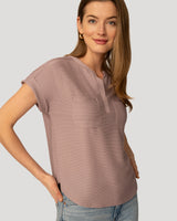 Textured Split Neck Relaxed Top