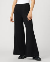 Pleated Wide Leg Stretch Trouser Jet Black