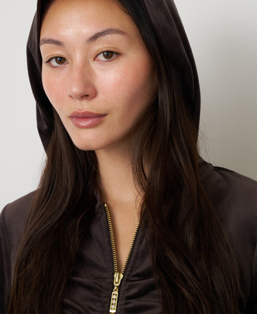 Ruched Zip-Up Velour Set