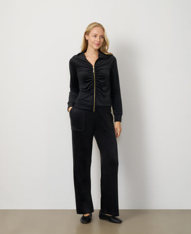 Ruched Zip-Up Velour Set