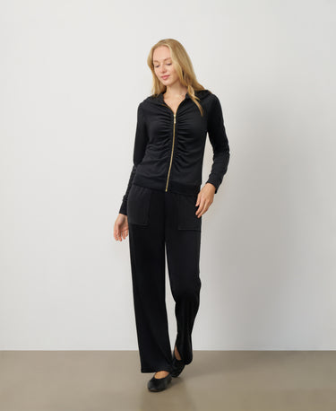 Ruched Zip-Up Velour Set