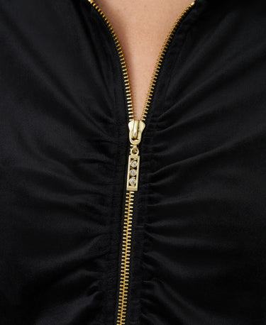 Ruched Zip-Up Velour Set