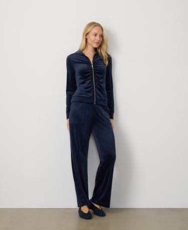 Ruched Zip-Up Velour Set