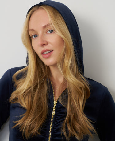 Ruched Zip-Up Velour Set