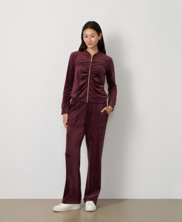 Ruched Zip-Up Velour Set