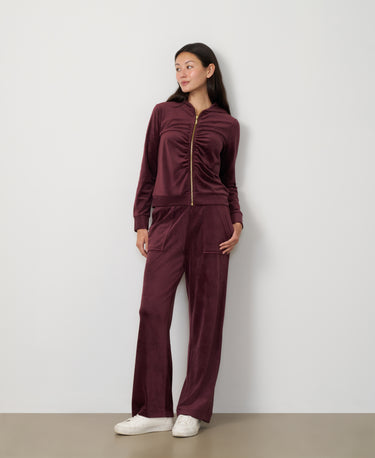Ruched Zip-Up Velour Set