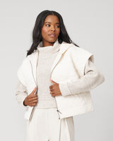 Quilted Dolman Short Sleeve Zip Up Jacket