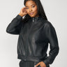 Coated Yummy Cropped Bomber Jacket Jet Black