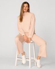 Mockneck Modal Top & Wide Leg Pant