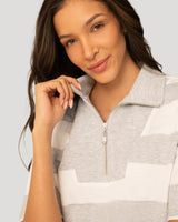 Striped Half Zip Short Set