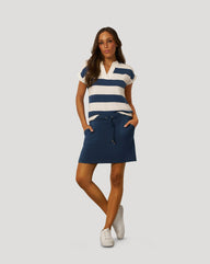 Striped Split Neck Skort Set