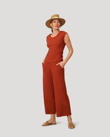 Rib Side Shirred Top and Wide Leg Set