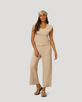 Rib Side Shirred Top and Wide Leg Set
