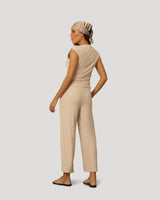 Rib Side Shirred Top and Wide Leg Set
