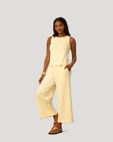 Scallop Trim Top and Capri Pant Set
