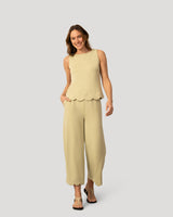 Scallop Trim Top and Capri Pant Set