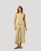 Scallop Trim Top and Capri Pant Set