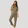 Rib Collar Polo Top and Capri Pant Set