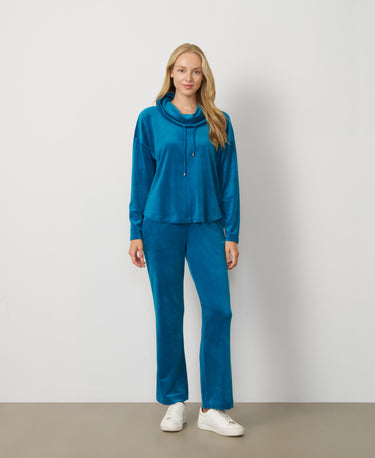 Cowl Neck Wide Leg Pant Set
