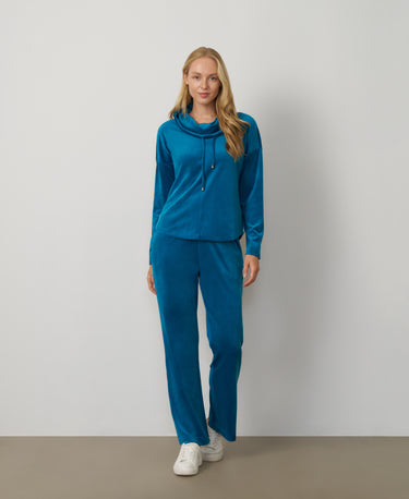 Cowl Neck Wide Leg Pant Set