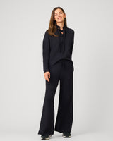 Grommet Detail Top & Wide Leg Pant Lounge Set Jet Black