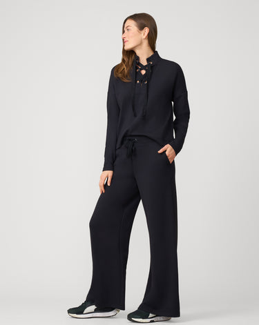 Grommet Detail Top & Wide Leg Pant Lounge Set