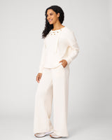 Grommet Detail Top & Wide Leg Pant Lounge Set