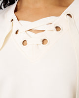 Grommet Detail Top & Wide Leg Pant Lounge Set