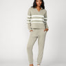 Striped Polo & Jogger Lounge Set Vetiver & Whitecap Grey
