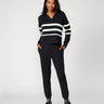 Striped Polo & Jogger Lounge Set Jet Black & Whitecap Grey