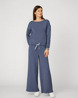 Boat Neck Top & Wide Leg Pant Lounge Set