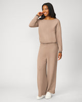 Boat Neck Top & Wide Leg Pant Lounge Set