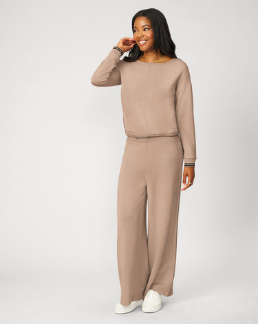 Boat Neck Top & Wide Leg Pant Lounge Set