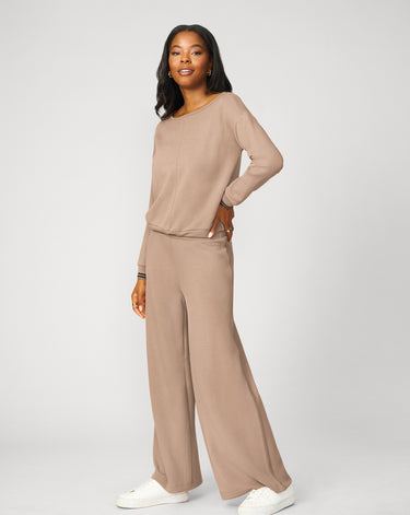Boat Neck Top & Wide Leg Pant Lounge Set