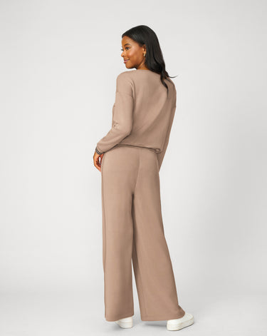 Boat Neck Top & Wide Leg Pant Lounge Set