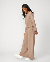 Boat Neck Top & Wide Leg Pant Lounge Set