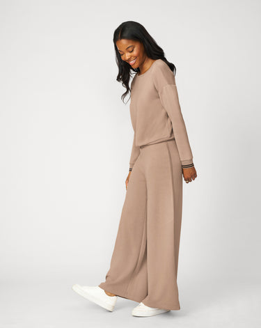 Boat Neck Top & Wide Leg Pant Lounge Set