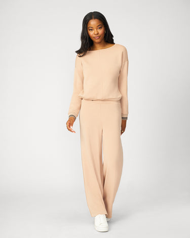 Boat Neck Top & Wide Leg Pant Lounge Set