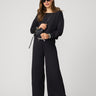 Boat Neck Top & Wide Leg Pant Lounge Set Jet Black