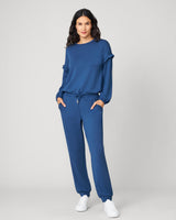Ruffle Sleeve Sweatshirt and Jogger Set