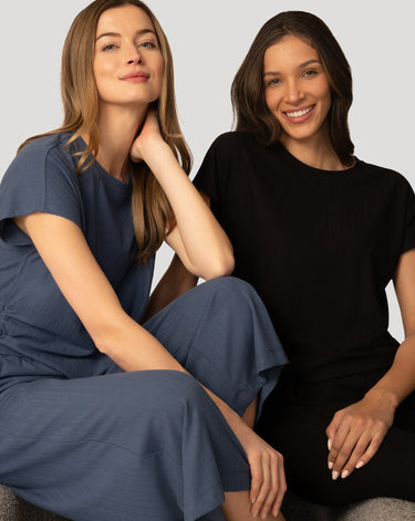 Triple Rib Shirred Top and Pant Set