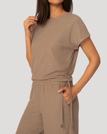 Triple Rib Shirred Top and Pant Set