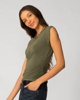 Shirred Side Sleeveless Top