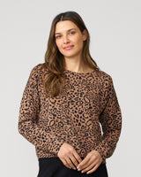Leopard Cropped Modal Sweatshirt Leopard Toss Brown