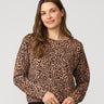 Leopard Cropped Modal Sweatshirt Leopard Toss Brown