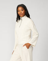 Tonal Cheetah Cropped Half Zip Pullover Moonbeam