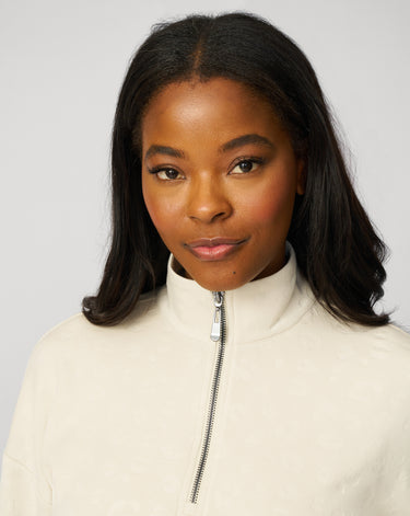 Tonal Cheetah Cropped Half Zip Pullover