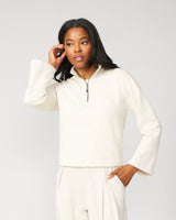 Tonal Cheetah Cropped Half Zip Pullover